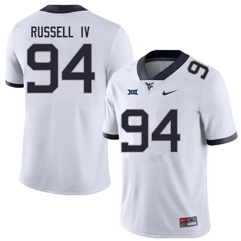 NCAA Men's Hammond Russell IV West Virginia Mountaineers White #94 Nike Stitched Football College Authentic Jersey BS23I25XD